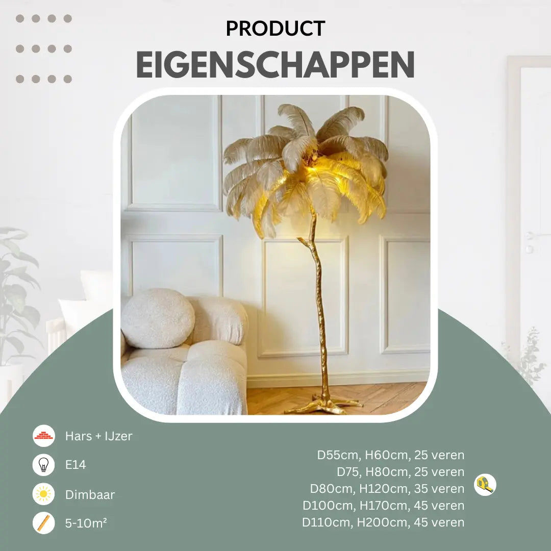Vloerlamp design, struisvogel l Luxara