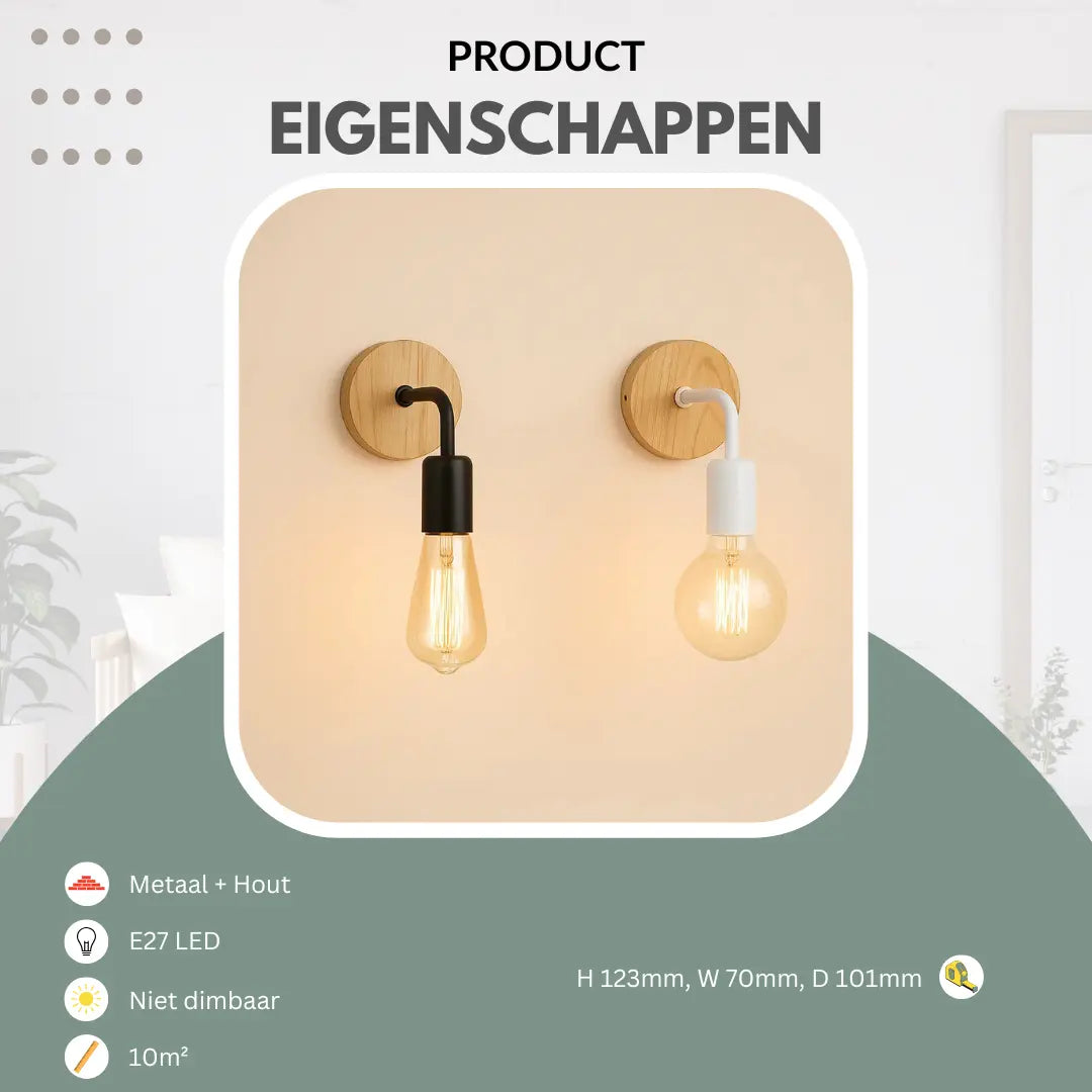 Wandlamp industrieel hout | Bøde