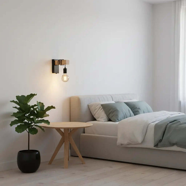 Industriële wandlamp met hout | Luminara