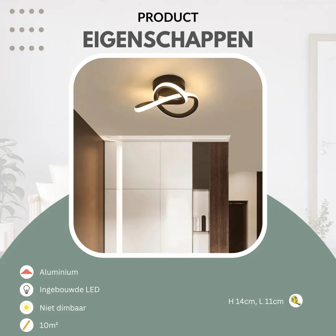 Moderne plafondlamp zwart/wit met LED-verlichting | Krølle