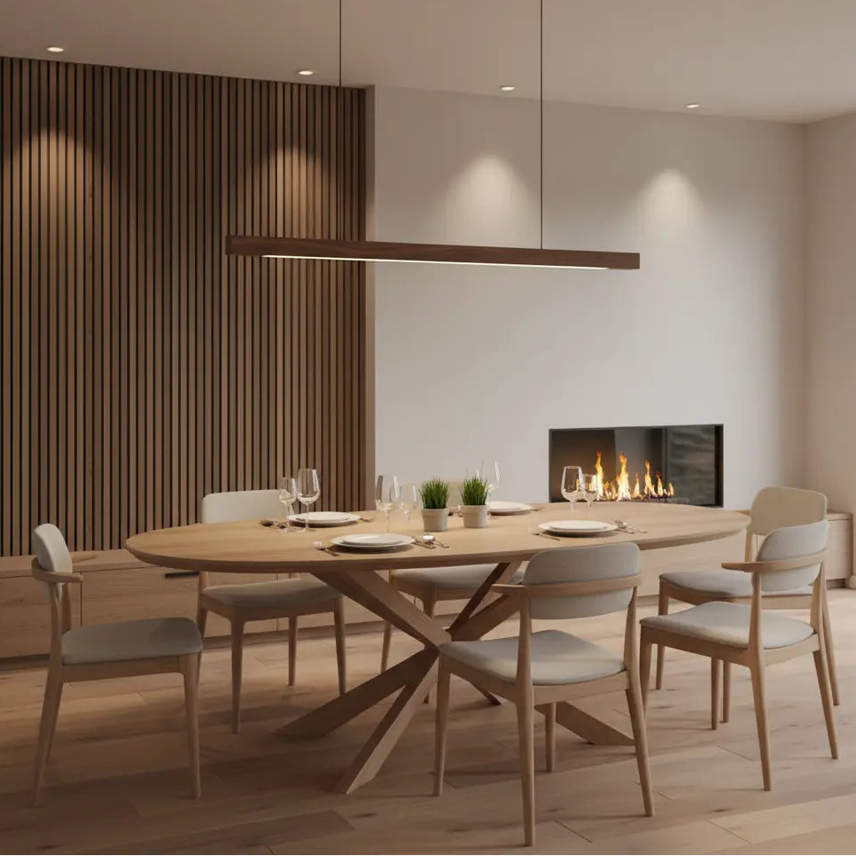 Houten hanglamp eettafel, langwerpig – De Lampfabriek Houten hanglamp eettafel, langwerpig – De Lampfabriek
