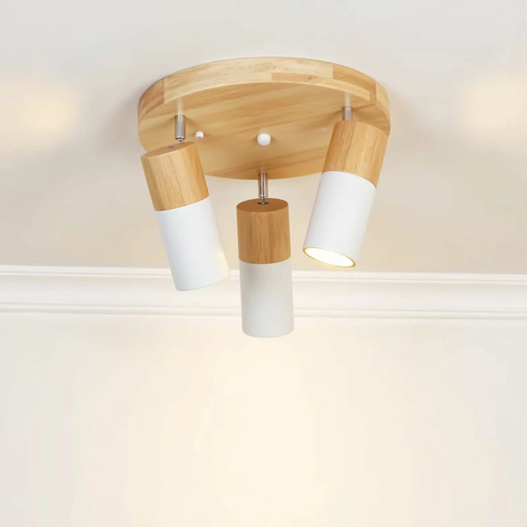Plafondlamp met hout, rond | Lignum