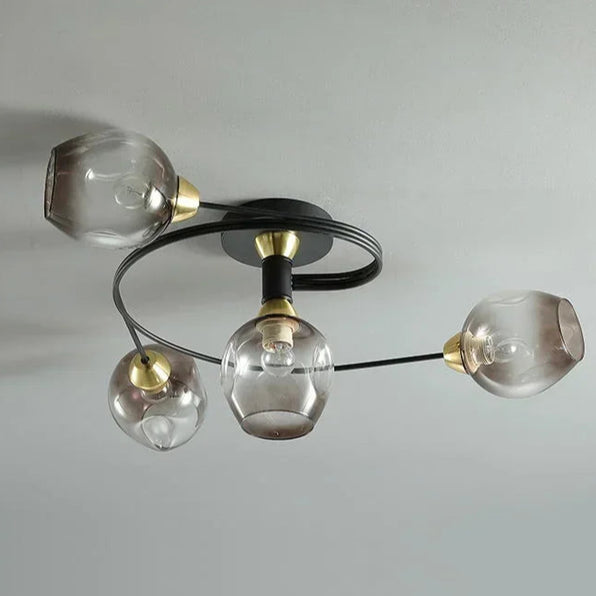 Plafondlamp met glas zwart of goud | Convexum
