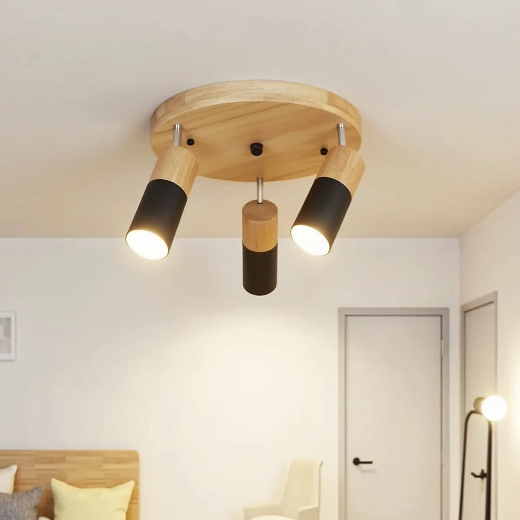 plafondlamp met hout, plafondlamp hout, houten plafondlamp
