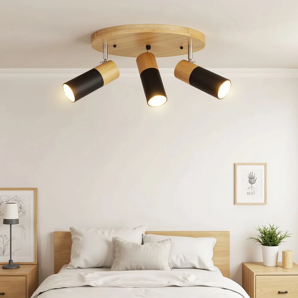 plafondlamp met hout, plafondlamp hout, houten plafondlamp