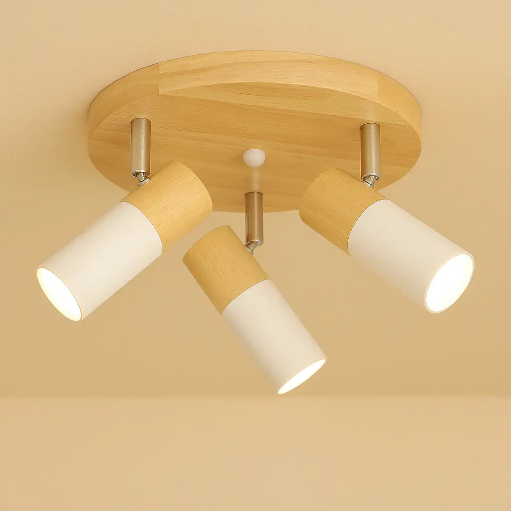 Plafondlamp met hout, rond | Lignum