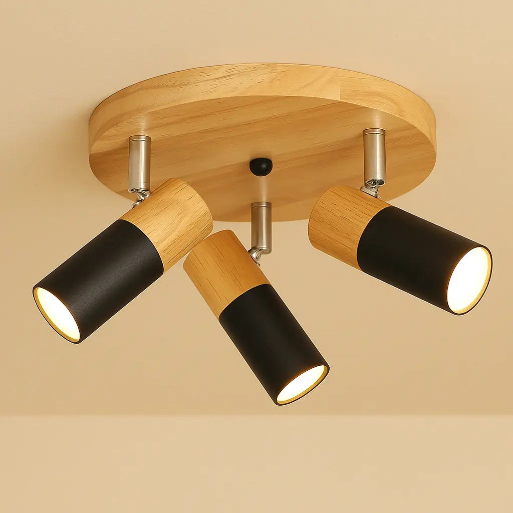 Plafondlamp met hout, rond | Lignum