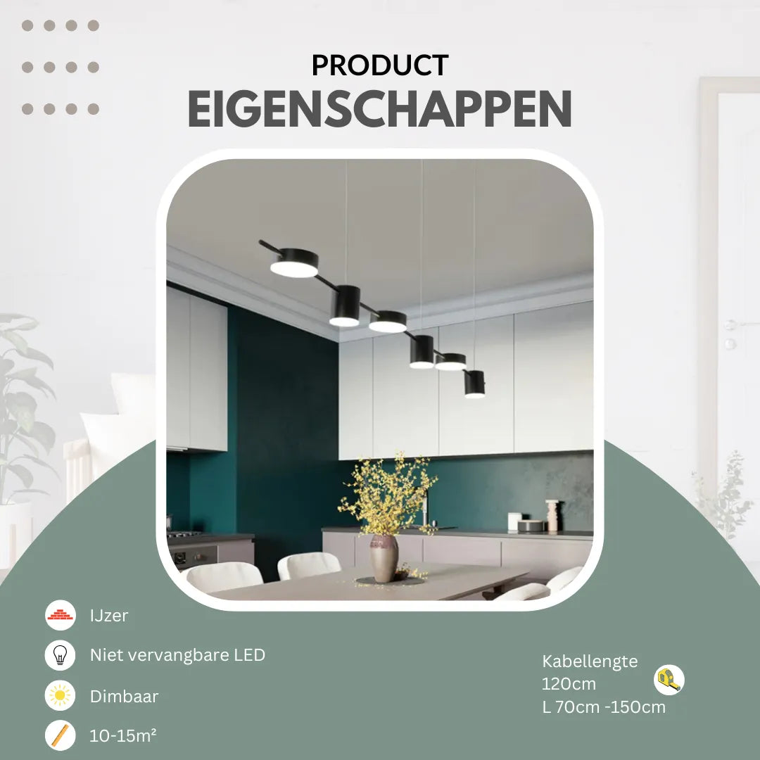Hanglamp eettafel zwart | Aurum