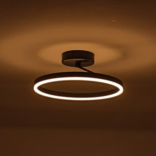 Zwarte plafondlamp Ø40 cm Lysrum plat op het plafond, in het interieur