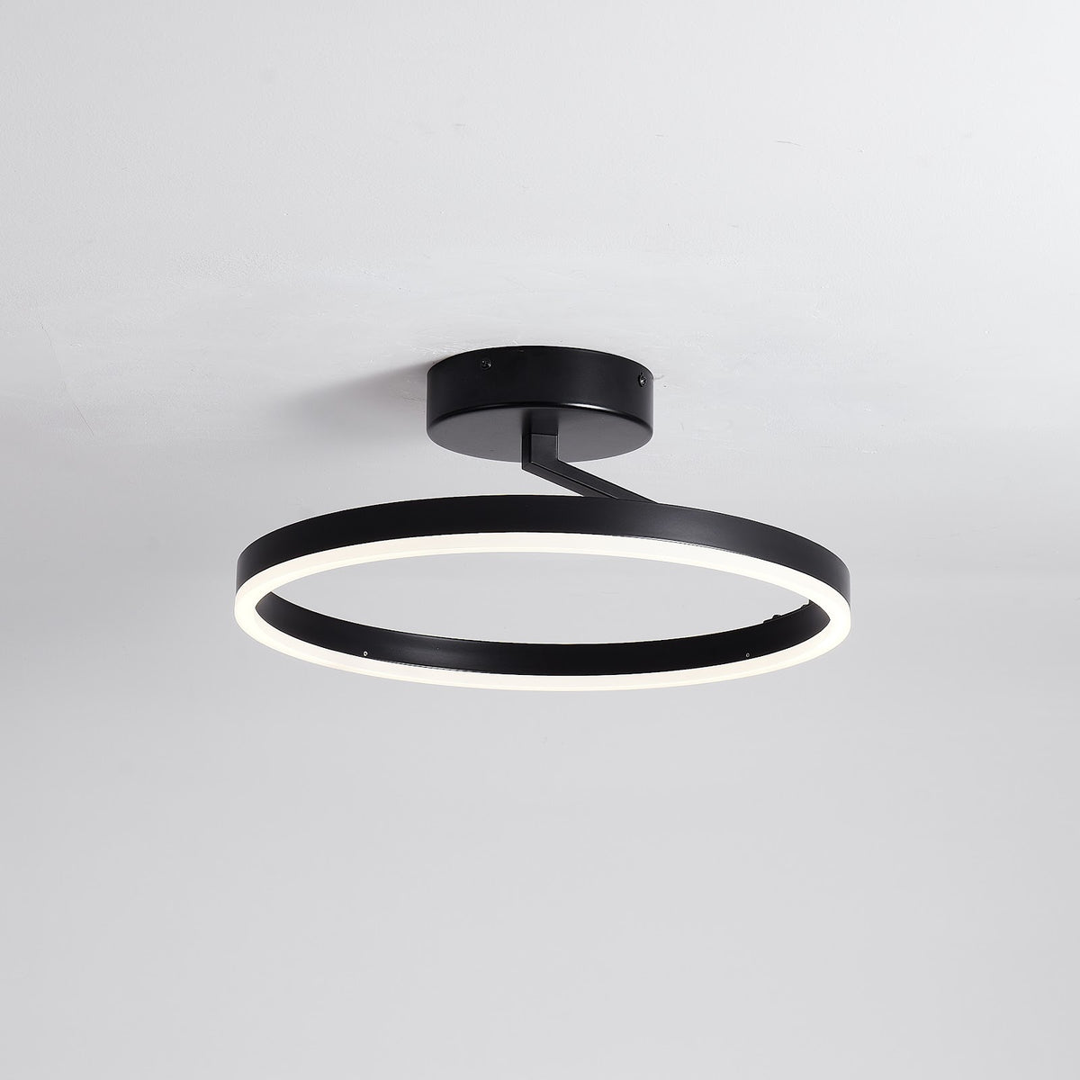 Zwarte plafondlamp Ø40 cm Lysrum plat op het plafond — ingebouwde LED 15W
