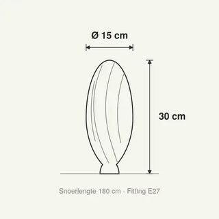 maatvoering tafellamp met organische vorm sculpta ø15 x h30 cm