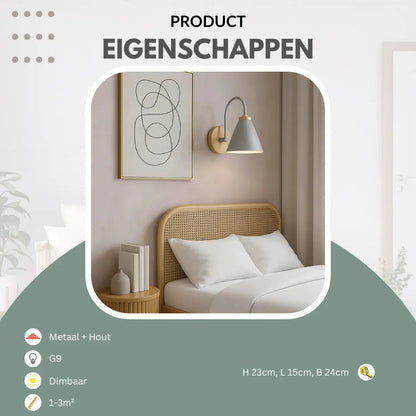 Scandinavische wandlamp met hout in wit of zwart | Bøde
