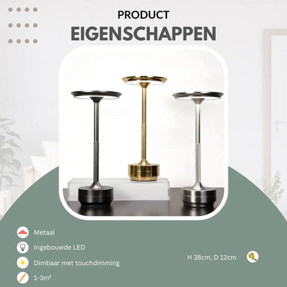 Tafellamp metaal, oplaadbaar USB-C | Glød