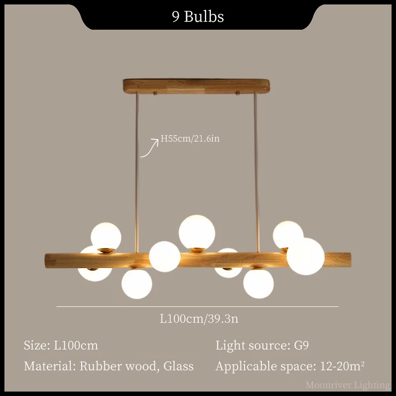 Hanglamp met bollen en houten balk | Flora