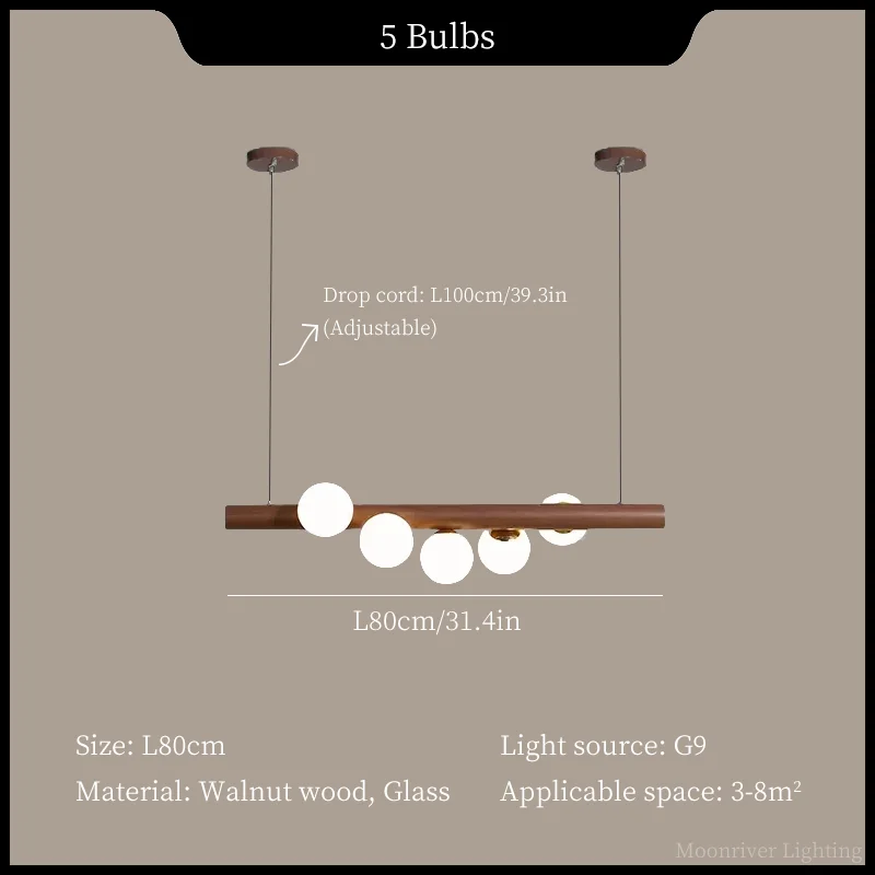 Hanglamp met bollen en houten balk | Flora