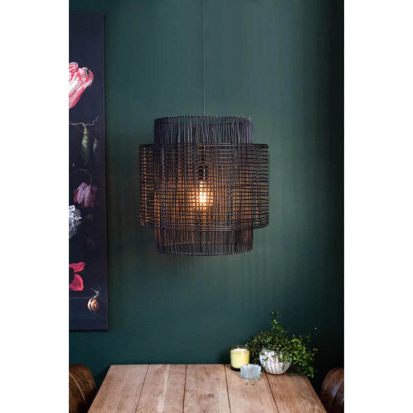 hanglamp zwart, hanglamp rotan, hanglamp keuken, hanglamp eetkamer, rotan lamp, hanglamp eettafel, hanglamp eettafel zwart, hanglamp industrieel