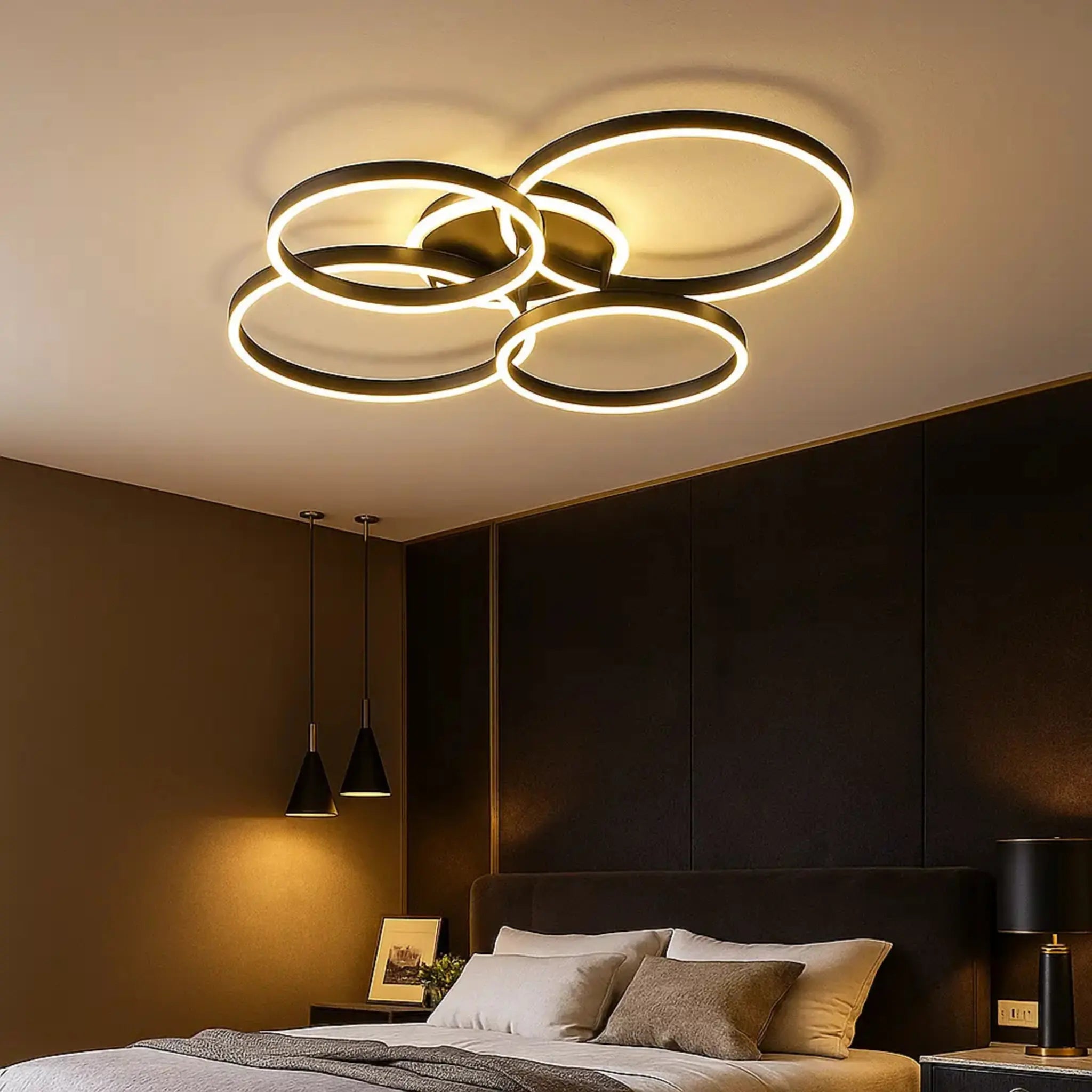 PURE LED plafondlamp Moon, brons, 50 cm, glas/aluminium PURE LED plafondlamp Moon, brons, 50 cm, glas/aluminium