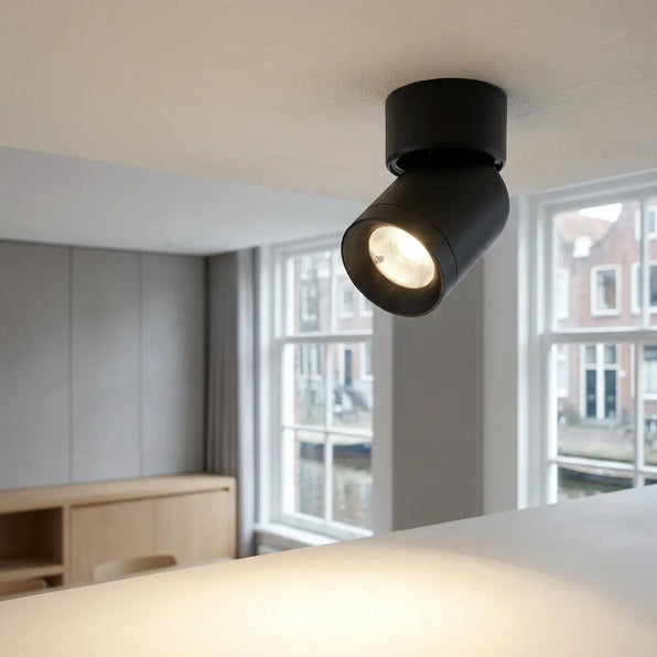 Plafondspot in zwart en wit met draaibare kop | Lysrum