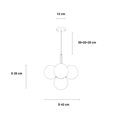 Hanglamp bollen in goud, zilver en zwart 5-delig 13-delig | Convexum