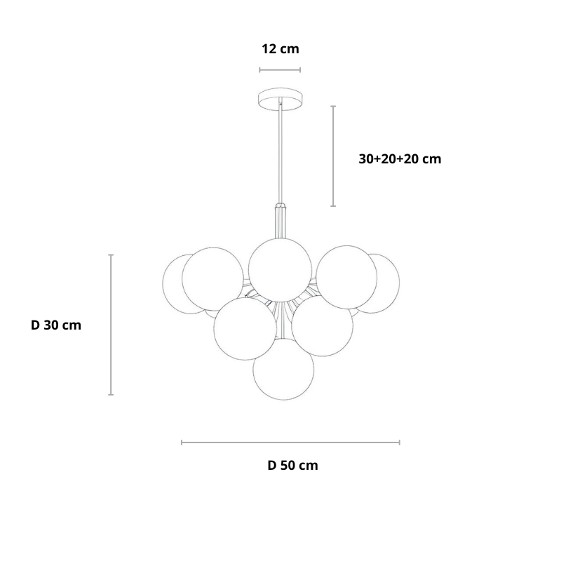 Hanglamp bollen in goud, zilver en zwart 5-delig 13-delig | Convexum