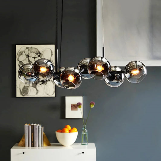 Hanglamp met glazen bollen eettafel | Lustra