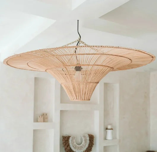 Hanglamp van rattan in ufo vorm | Rattan