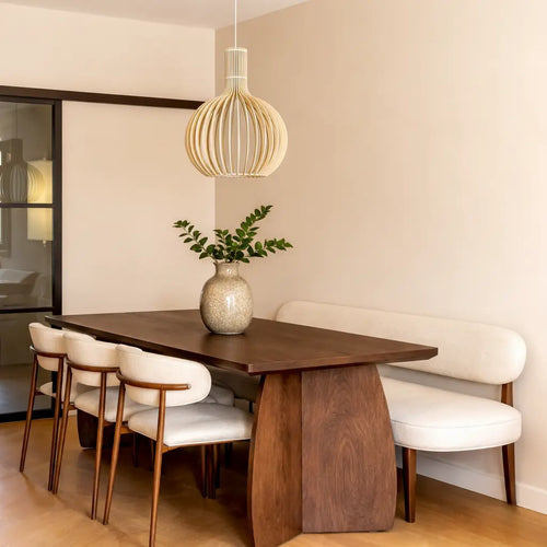 houten hanglamp, moderne hanglamp, hanglamp eettafel, hanglamp boven kookeiland, hanglamp boven eettafel