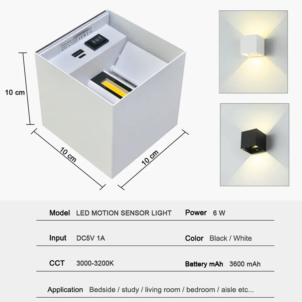 oplaadbare wandlamp, wandlamp oplaadbaar, wandlamp met sensor, wandlamp zwart, wandlamp wit, lamp met sensor, wandlamp binnen