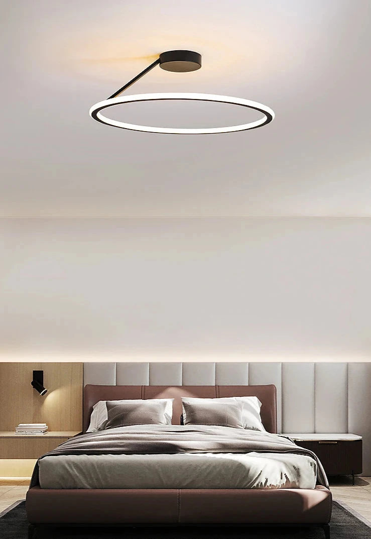 Moderne plafondlamp zwart met ring | Lysrum