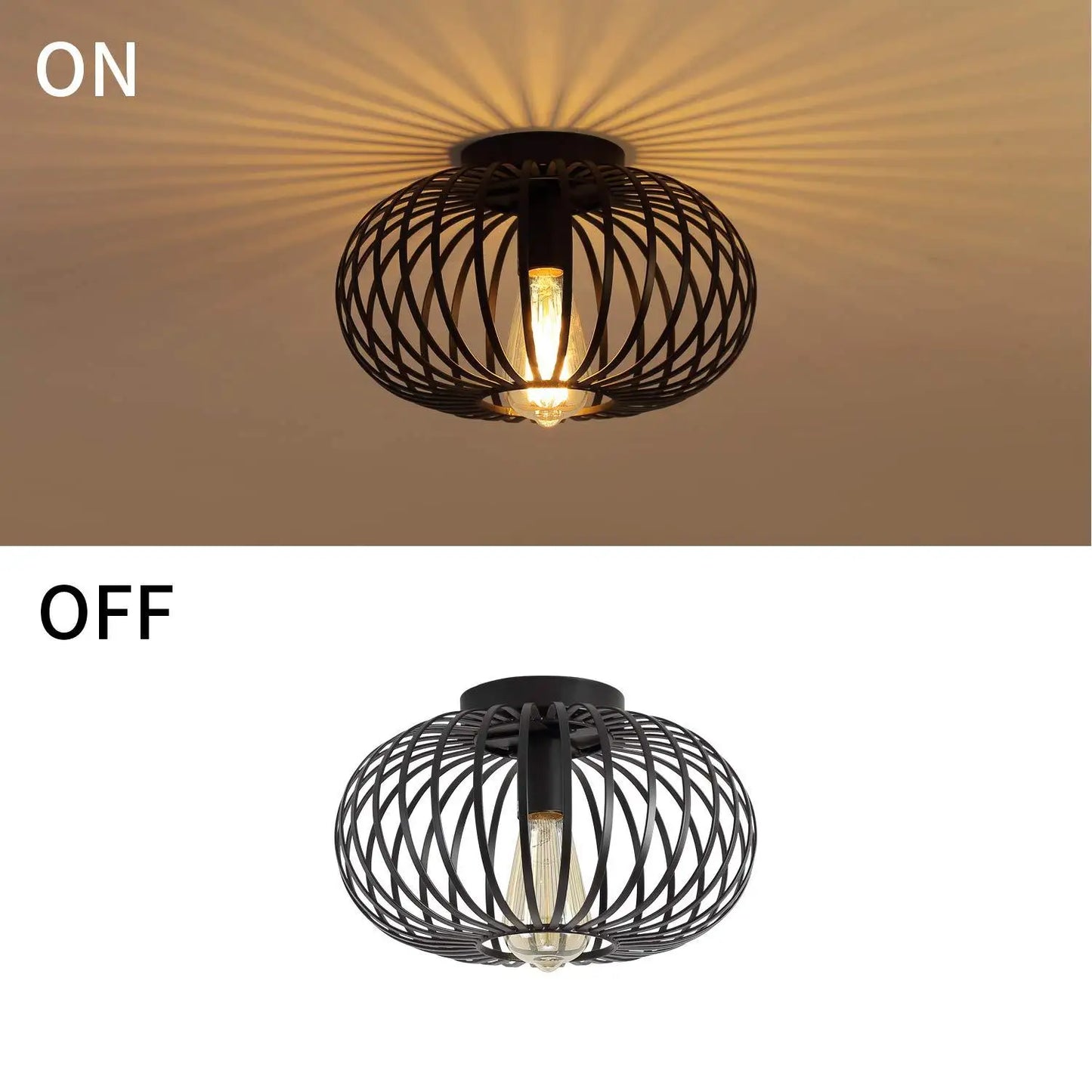 Industriële plafondlamp zwart ovaal Ø30cm | Luminara