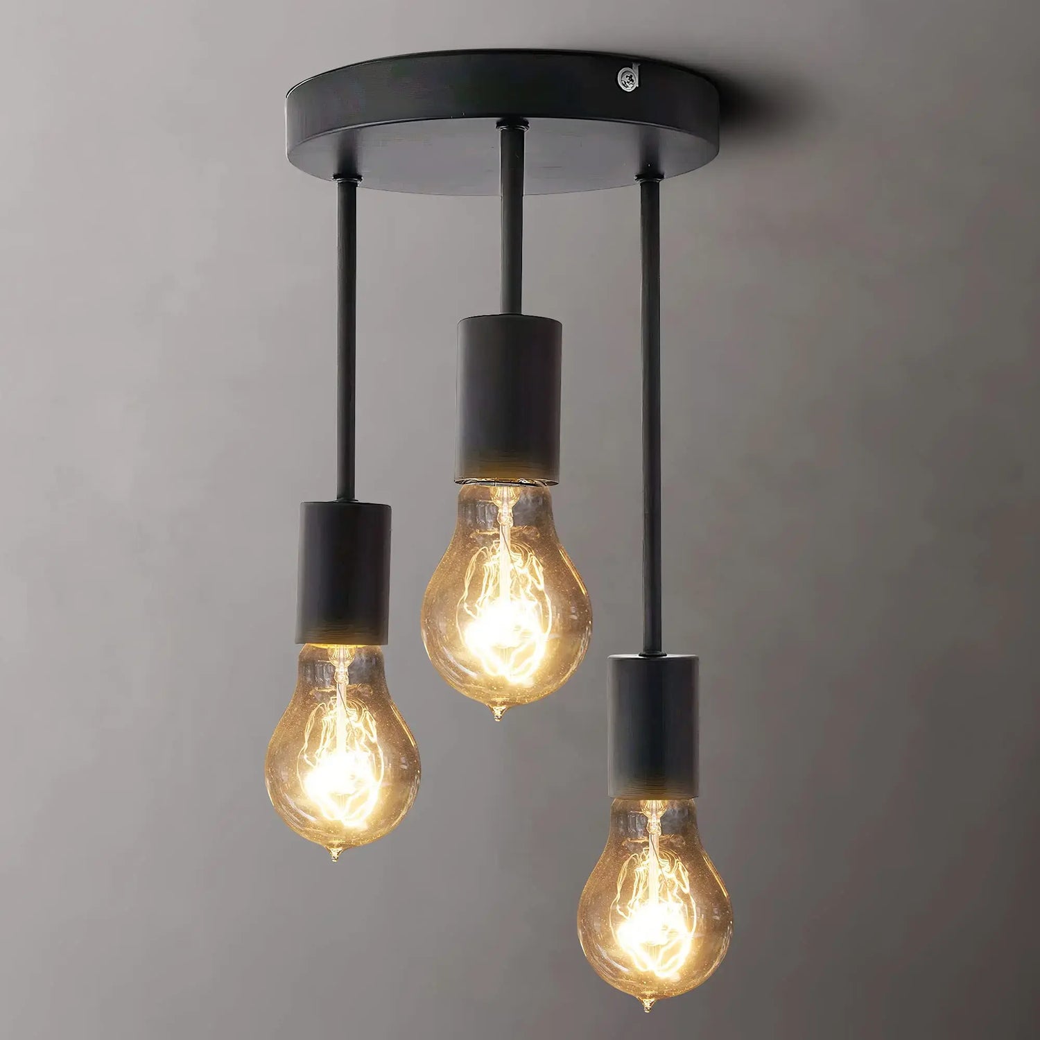 DAXGD Industriële plafondlamp, hanglampen van ijzer, vintage, E27, zwart, 3 lampen voor in de woonkamer, slaapkamer, keuken of het restaurant, diameter 55 cm (gloeilamp niet inbegrepen DAXGD Industriële plafondlamp, hanglampen van ijzer, vintage, E27, zwart, 3 lampen voor in de woonkamer, slaapkamer, keuken of het restaurant, diameter 55 cm (gloeilamp niet inbegrepen