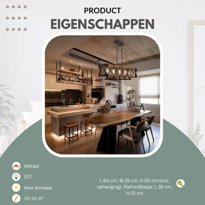 Industriële hanglamp met hout | Luminara