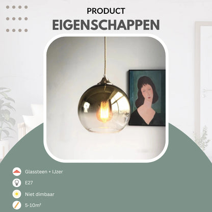 Hanglamp glas goud zilver of rosé goud | Luxara