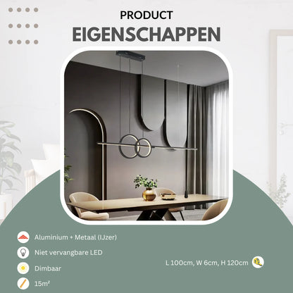 Design hanglamp eettafel dubbele ring | Luxara