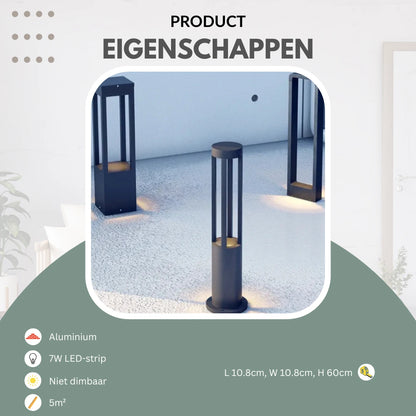Staande buitenlamp, rond | Pharus