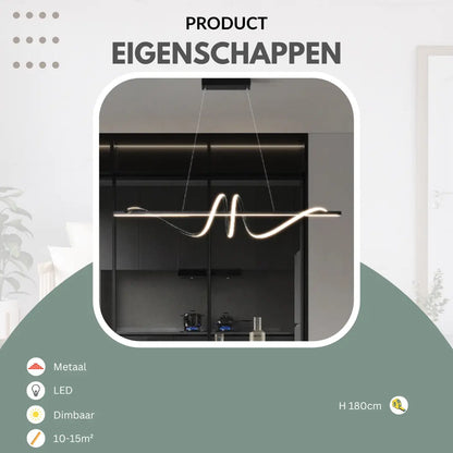Moderne hanglamp kookeiland met krul | Gnistør