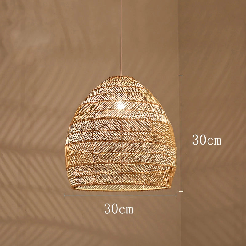 Rieten hanglamp zwart of beige | Rattan