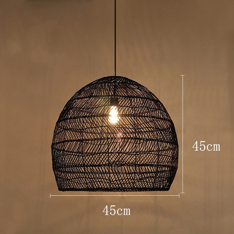 Rieten hanglamp zwart of beige | Rattan