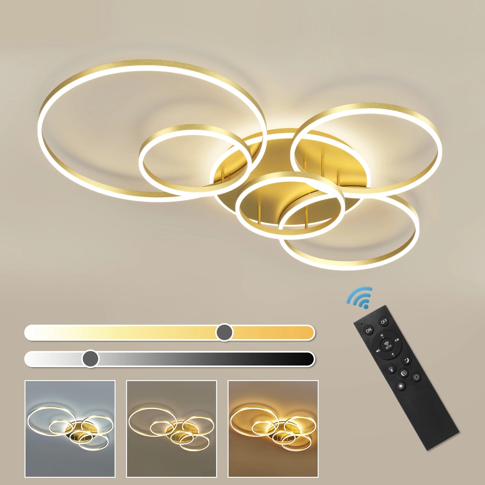 Quagga Turbine niveau Gouden Moderne plafondlamp incl. Dimbare LED-verlichting met afstandsb – De  Lampfabriek